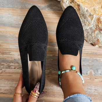 Ženski loafersi s oštrim vrhom, gornji dio od tkanine, niski potplat 1-3 cm, gumeni potplat, ulošak PU