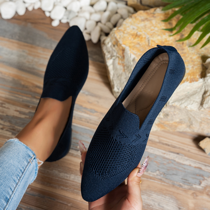 Ženski loafersi s oštrim vrhom, gornji dio od tkanine, niski potplat 1-3 cm, gumeni potplat, ulošak PU