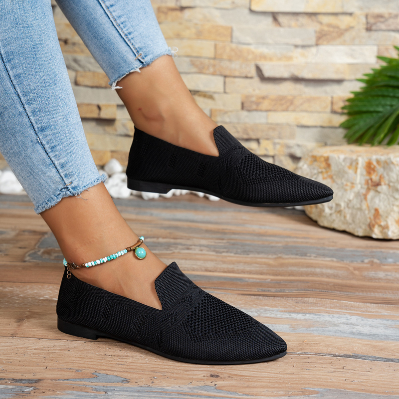 Ženski loafersi s oštrim vrhom, gornji dio od tkanine, niski potplat 1-3 cm, gumeni potplat, ulošak PU