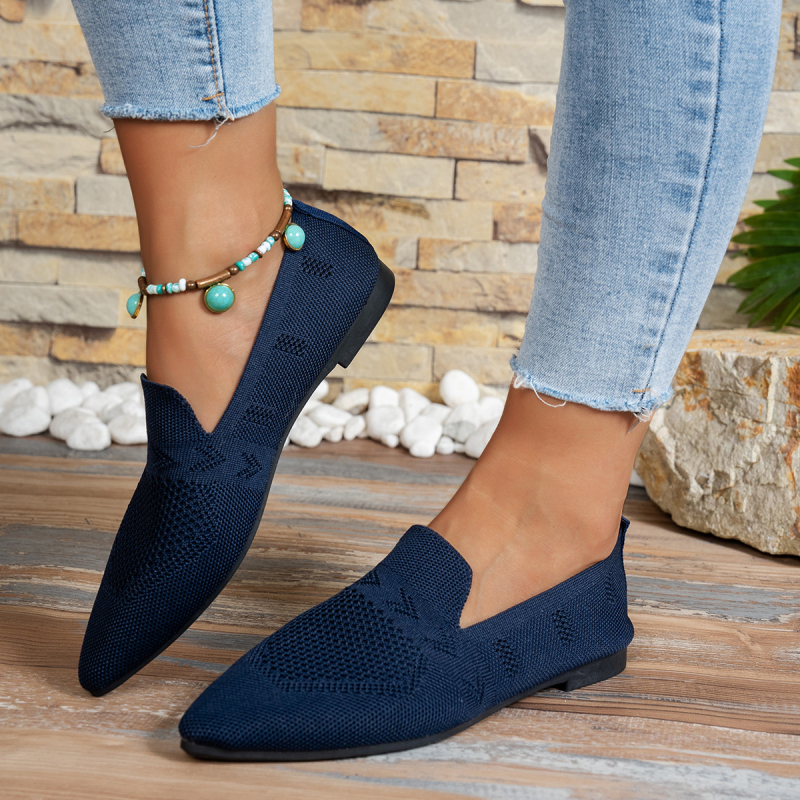 Ženski loafersi s oštrim vrhom, gornji dio od tkanine, niski potplat 1-3 cm, gumeni potplat, ulošak PU