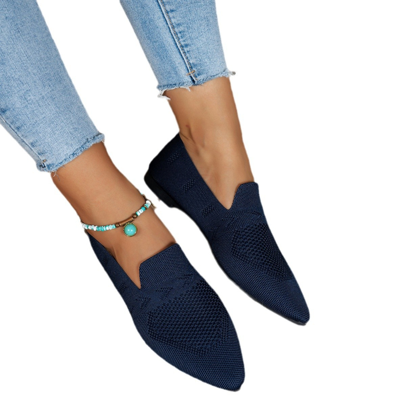 Ženski loafersi s oštrim vrhom, gornji dio od tkanine, niski potplat 1-3 cm, gumeni potplat, ulošak PU