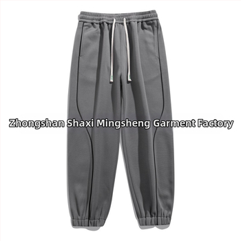 Φθινοπωρινά 2025 Παντελόνια φόρμα από βαμβακούχο μίγμα, φαρδιά γραμμή, με ανακλαστικές λωρίδες, μεσαία μέση