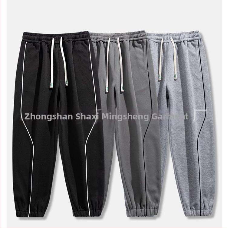 Φθινοπωρινά 2025 Παντελόνια φόρμα από βαμβακούχο μίγμα, φαρδιά γραμμή, με ανακλαστικές λωρίδες, μεσαία μέση