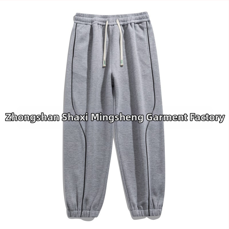 Φθινοπωρινά 2025 Παντελόνια φόρμα από βαμβακούχο μίγμα, φαρδιά γραμμή, με ανακλαστικές λωρίδες, μεσαία μέση