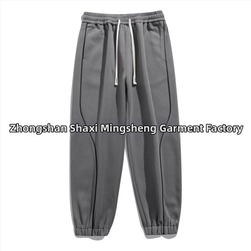 Φθινοπωρινά 2025 Παντελόνια φόρμα από βαμβακούχο μίγμα, φαρδιά γραμμή, με ανακλαστικές λωρίδες, μεσαία μέση