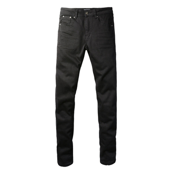 Jeans pentru bărbați, stil street, straight-leg, talie medie, fermoar, bumbac