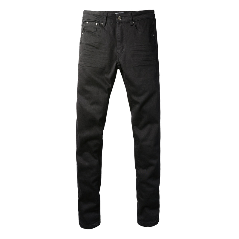 Jeans pentru bărbați, stil street, straight-leg, talie medie, fermoar, bumbac