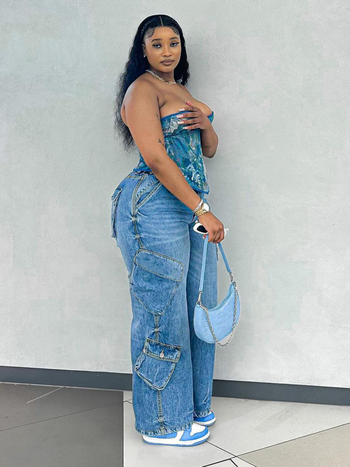 Blugi din denim pentru femei, croială dreaptă, talie înaltă, buzunare multiple, microelastic