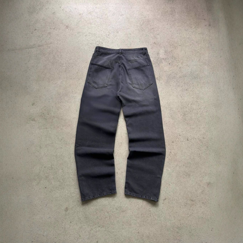 Jeanși bărbați cu broderie hip-hop, talie medie, croială dreaptă, poliester, închidere cu nasturi