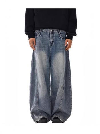 Muške traperice retro stila — ravne nogavice, labav kroj, denim, srednji obim struka, zip