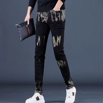 Chaos jeanși din denim pentru bărbați – slim straight, fermoar, talie medie, denim 100% poliester, design cu mai multe buzunare