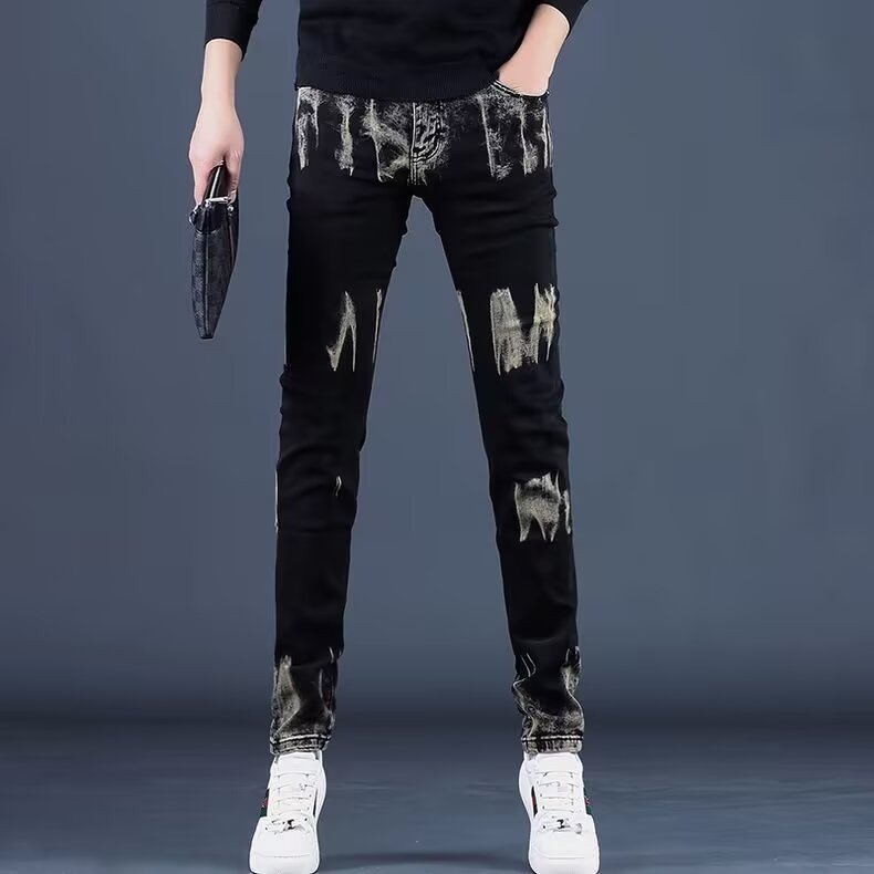 Chaos jeanși din denim pentru bărbați – slim straight, fermoar, talie medie, denim 100% poliester, design cu mai multe buzunare