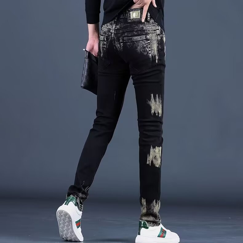 Chaos jeanși din denim pentru bărbați – slim straight, fermoar, talie medie, denim 100% poliester, design cu mai multe buzunare