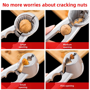 Pomôcka na lúpanie a otváranie šupiek orechov: Vlašské orechy, borovicové orechovky a lieskovce — značka Unique, moderný minimalistický dizajn, uvedená 2019, nie je dovážaná, materiál: iný.