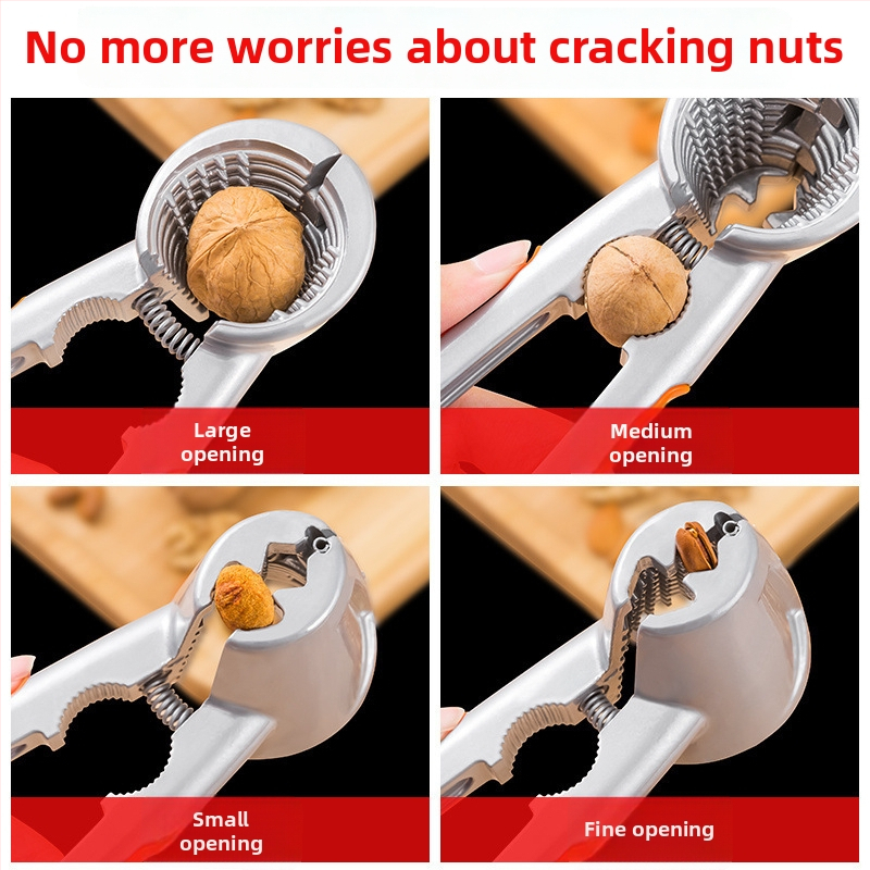 Pomôcka na lúpanie a otváranie šupiek orechov: Vlašské orechy, borovicové orechovky a lieskovce — značka Unique, moderný minimalistický dizajn, uvedená 2019, nie je dovážaná, materiál: iný.