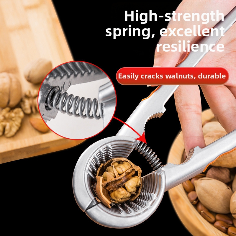 Pomôcka na lúpanie a otváranie šupiek orechov: Vlašské orechy, borovicové orechovky a lieskovce — značka Unique, moderný minimalistický dizajn, uvedená 2019, nie je dovážaná, materiál: iný.