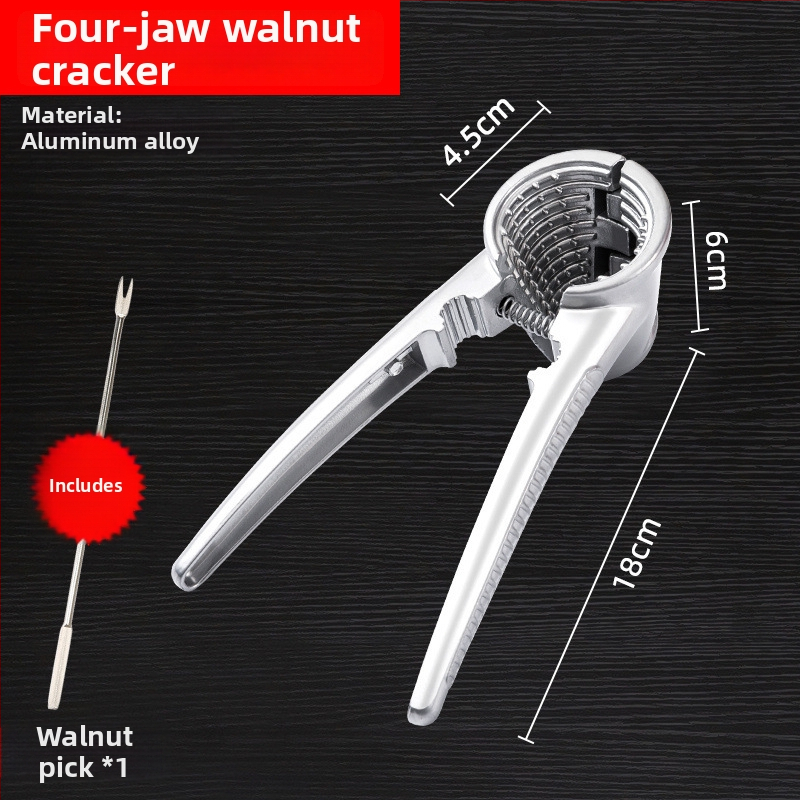 Pomôcka na lúpanie a otváranie šupiek orechov: Vlašské orechy, borovicové orechovky a lieskovce — značka Unique, moderný minimalistický dizajn, uvedená 2019, nie je dovážaná, materiál: iný.