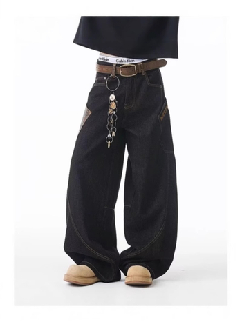 Jeanși cu model de șarpe, buzunare cargo, croială dreaptă, talie medie