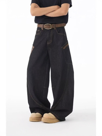 Jeanși cu model de șarpe, buzunare cargo, croială dreaptă, talie medie