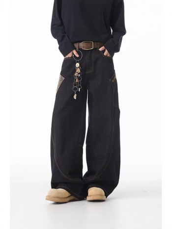 Jeanși cu model de șarpe, buzunare cargo, croială dreaptă, talie medie