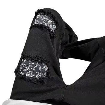 Jeansi cu croială dreaptă, talie medie, țesătură Cowboy 95% poliester, aplicații cu patch-uri