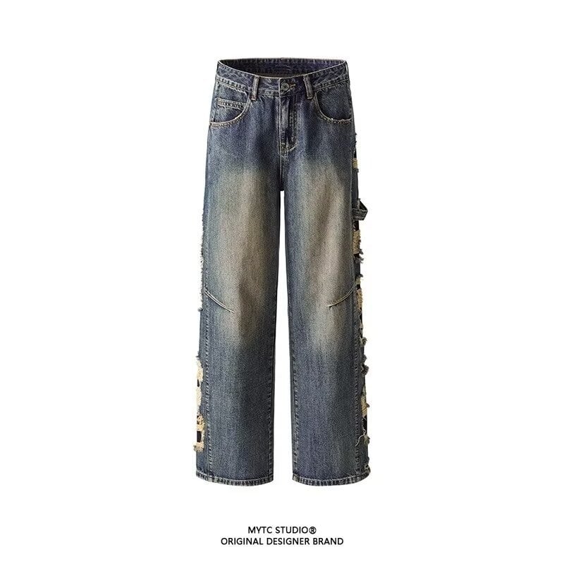 Džinsi – vintage stil, ravni kroj, srednji struk, zip zatvarač, 80% poliester