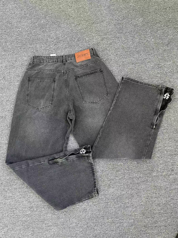 Traperice s patchworkom i višestrukim džepovima, oprani denim, ravni kroj