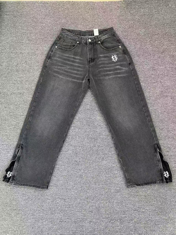 Traperice s patchworkom i višestrukim džepovima, oprani denim, ravni kroj