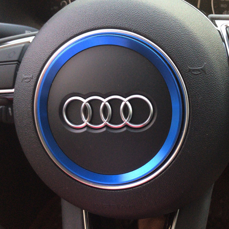 Aluminijski ukrasni prsten za volan Audi za unutarnju modifikaciju sa šljokicama, kompatibilan s modelima 2012–2016, bez prilagodbe.