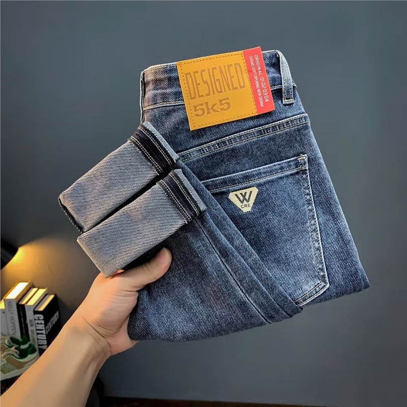 Muške traperice denim – korejski stil, ravne nogavice, srednji pojas, više džepova, pamuk-denim, otpornost na nabore