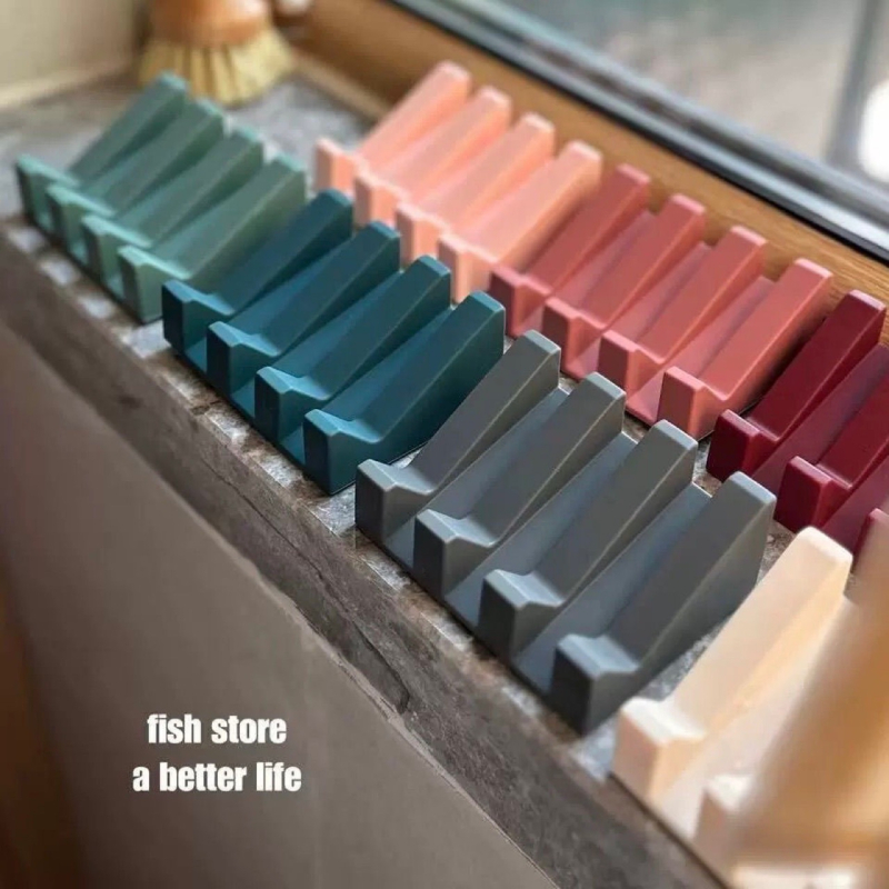 Силиконова дренажна поставка за сапуни с кутия — държач и съхранение за сапун в баня, марка Seven, отпечатано лого, без капак