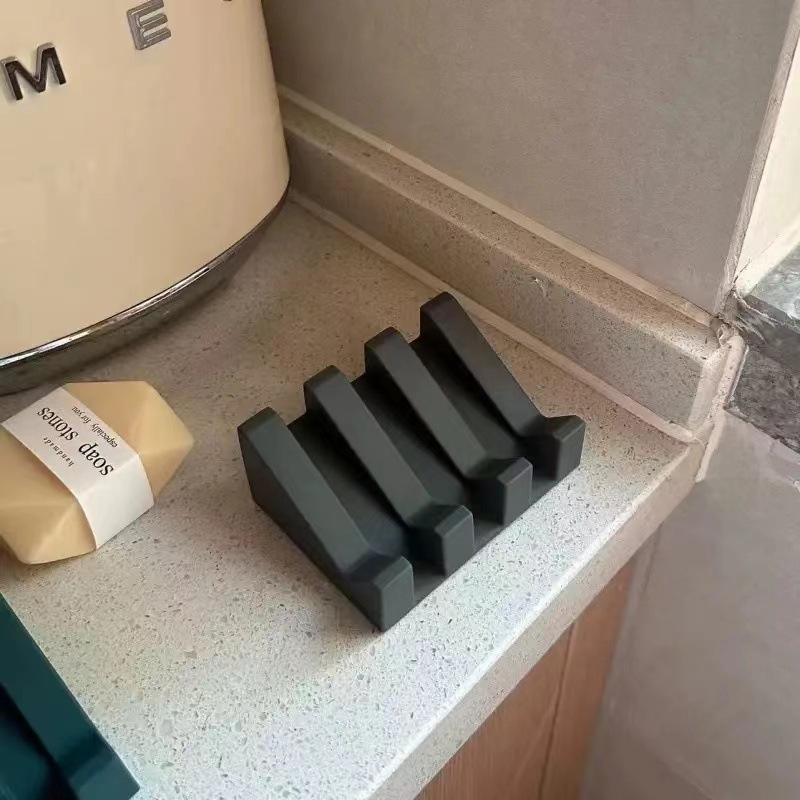 Силиконова дренажна поставка за сапуни с кутия — държач и съхранение за сапун в баня, марка Seven, отпечатано лого, без капак