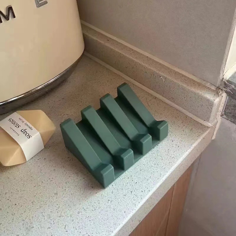 Силиконова дренажна поставка за сапуни с кутия — държач и съхранение за сапун в баня, марка Seven, отпечатано лого, без капак