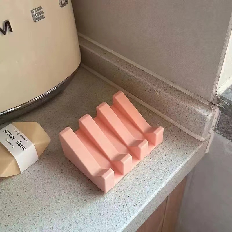 Силиконова дренажна поставка за сапуни с кутия — държач и съхранение за сапун в баня, марка Seven, отпечатано лого, без капак