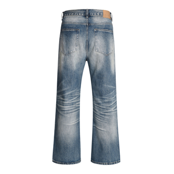 Blugi bărbătești drepți, spălare vintage, talie medie, denim din bumbac 95%, casual