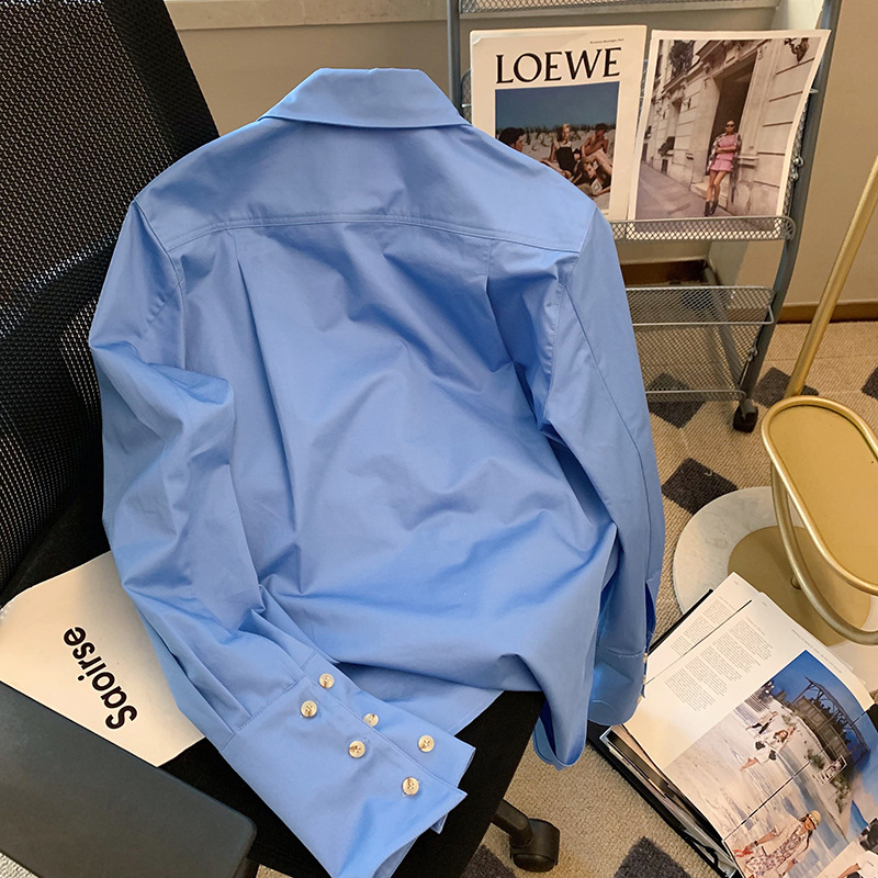 Poló galléros ing, hosszú ujjú, bő szabású, pamut anyag