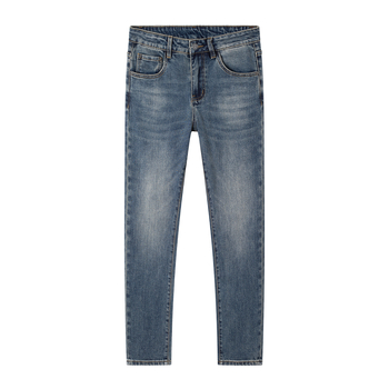 Férfi farmernadrág – karcsú, egyenes szabású, középmagas derék, cipzár, hímzett részletek