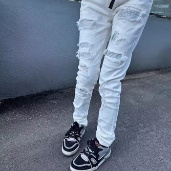 Jeansi uzati, croială dreaptă, talie joasă, micro-elastici, poliester