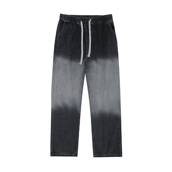 Jeanși pentru bărbați din denim, croială dreaptă, talie medie, finisaj de spălare, decor la buzunare, fără călcare, 95% poliester, primăvară și toamnă