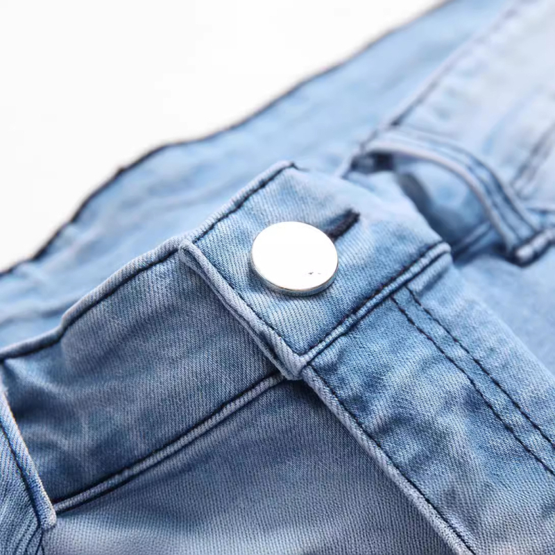 Jeans bărbați, slim fit, distressed, denim casual, talie medie, fermoar, 95% bumbac