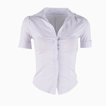 Ženska košulja s V izrezom, slim fit, poliester 70-80%, dizajn collage/splice, polo ovratnik