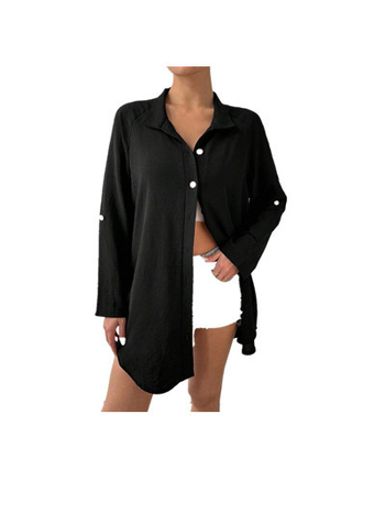 Ženska bluza od ice silk, slobodan kroj, srednja duljina 65–80 cm, poliester 95%+ i spandeks