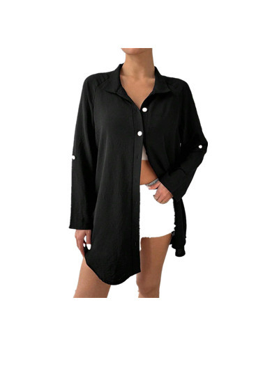 Ženska bluza od ice silk, slobodan kroj, srednja duljina 65–80 cm, poliester 95%+ i spandeks
