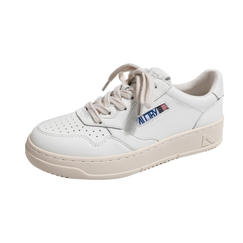 Ženske tenisice od prave kože - okrugli vrh, retro sportski stil, gumeni potplat, srednji peta 3-5 cm, svakodnevna upotreba