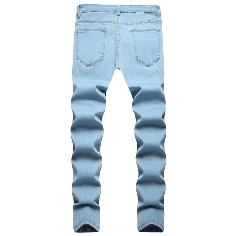 Blugi – drepti, talie medie, fermoar, finisaj spălat, microelastic (drepti; talie medie; fermoar; finisaj spălat; microelastic)