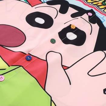 Košulja kratkih rukava s karikaturama, japanski stil, slobodan kroj, stojeći ovratnik, poliester 95%+