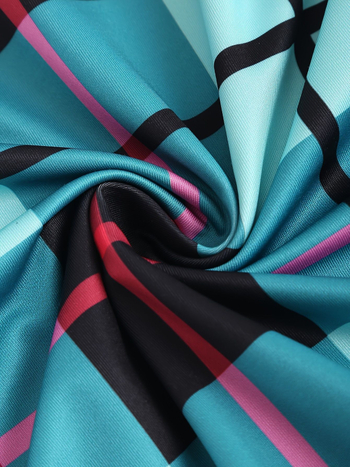 Cămașă cu model în grilă, poliester ≥95%, mânecă scurtă, guler turn-down, croială A-line