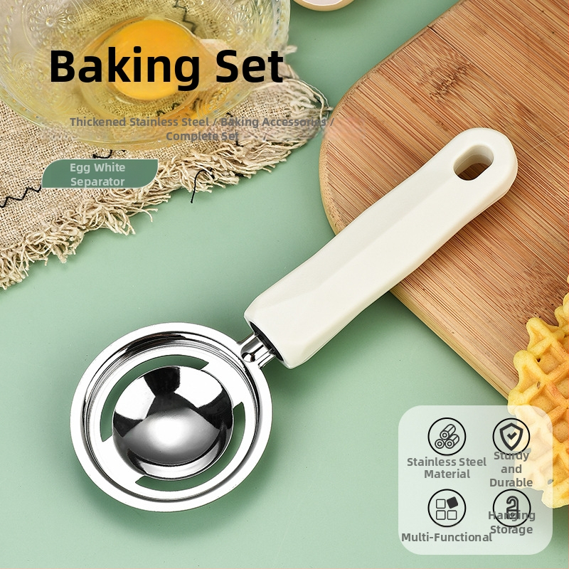 Nerezová oceľová 3-dielna sada na pečenie s oddeľovačom bielkovín, šľahačom na vajcia a multifunkčným filtrom (ne-elektrické)