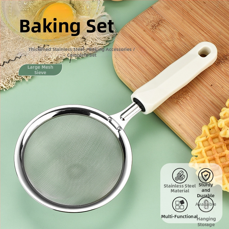 Nerezová oceľová 3-dielna sada na pečenie s oddeľovačom bielkovín, šľahačom na vajcia a multifunkčným filtrom (ne-elektrické)
