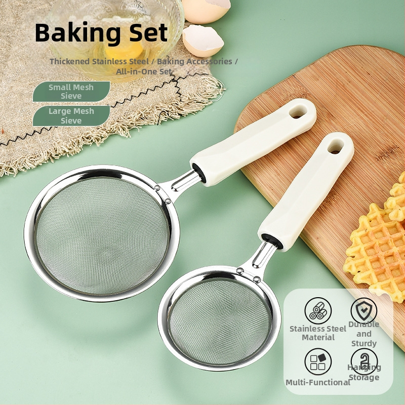 Nerezová oceľová 3-dielna sada na pečenie s oddeľovačom bielkovín, šľahačom na vajcia a multifunkčným filtrom (ne-elektrické)